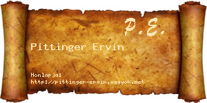 Pittinger Ervin névjegykártya